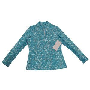 Gotta Womens XS Turquoise & White Rash Guard Swim Top With Zip Neck Design.